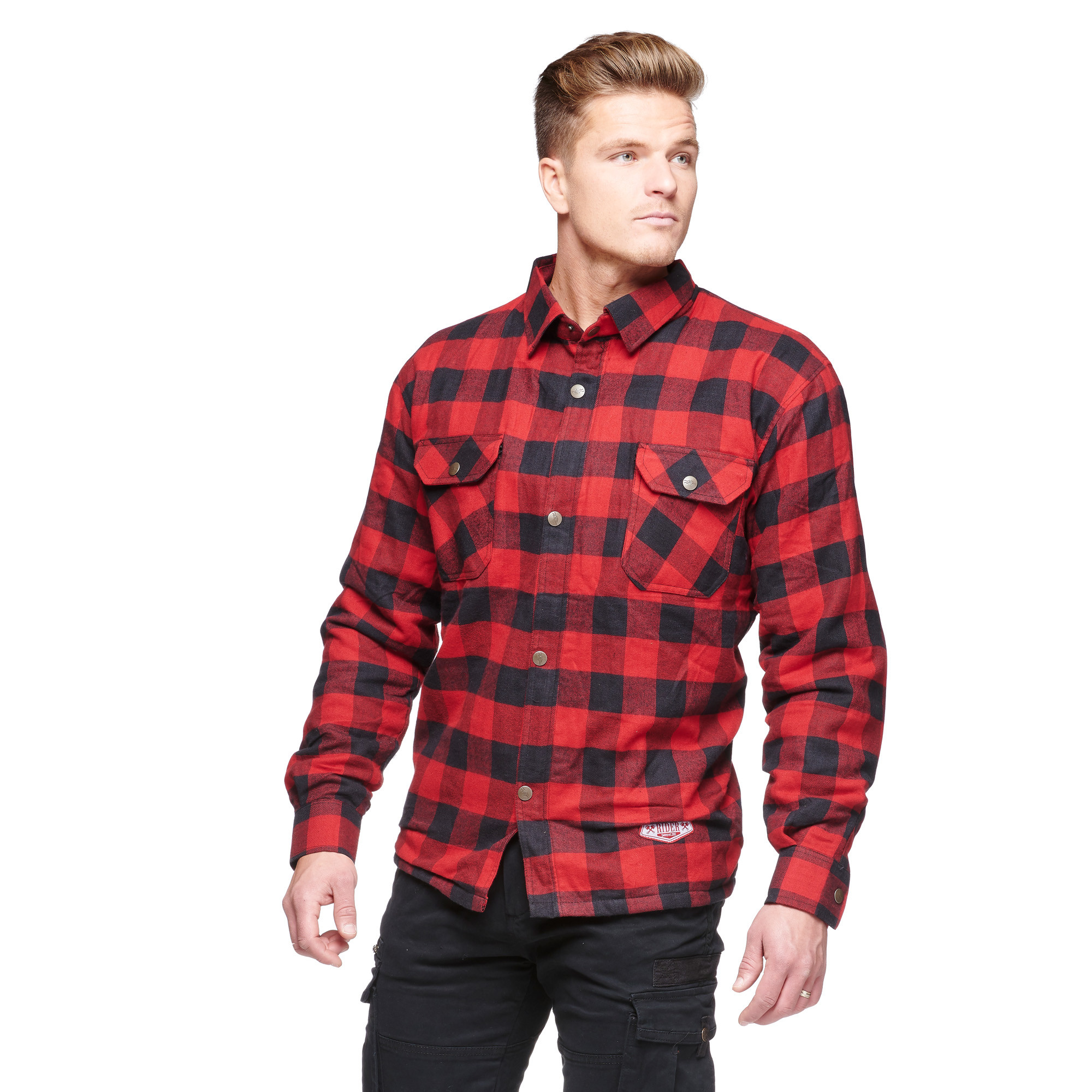 Sweep Manitou MC flannel shirt, red/black - Motorbike equipment