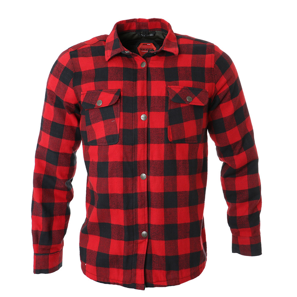 Sweep Manitou MC flannel shirt, red/black - Motorbike equipment