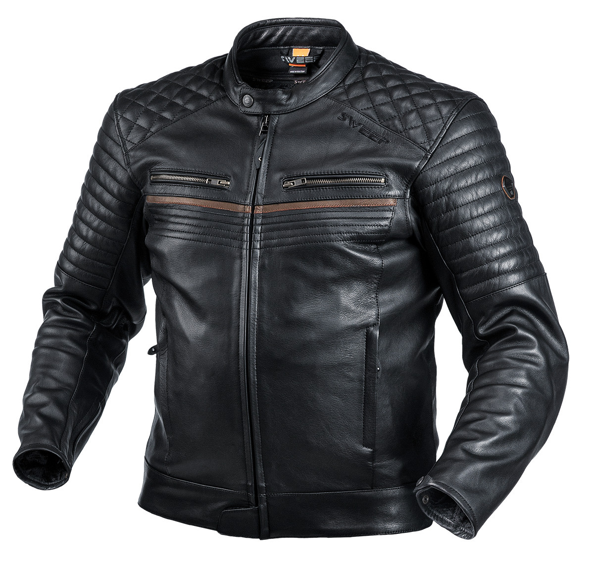 Sweep Scrambler leather jacket, black/brown - Motorbike equipment