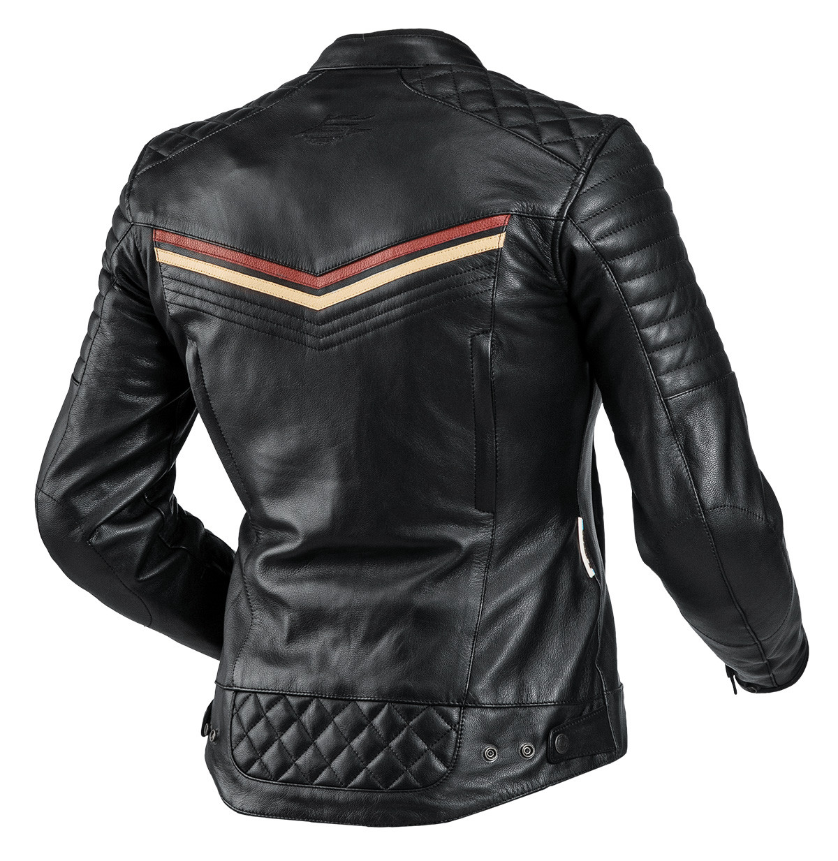 Sweep Scrambler ladies leather jacket, black/beige/maroon