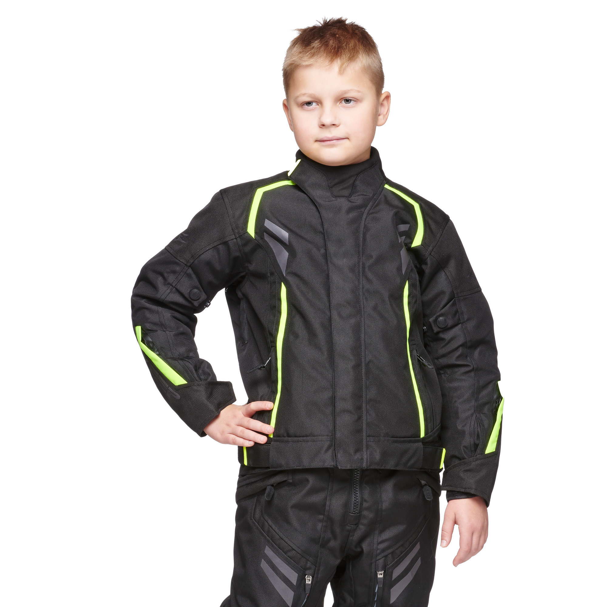 Sweep Wolverine 2, kids mc jacket, black/yellow - Motorbike