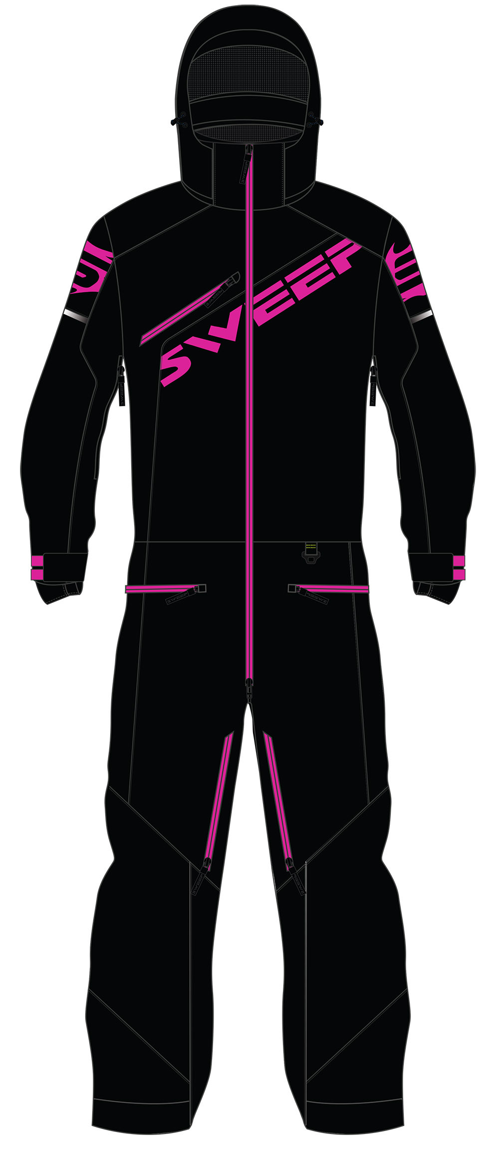 Sweep Razor Insulated kids snowmobile suit, black/pink - Motorbike