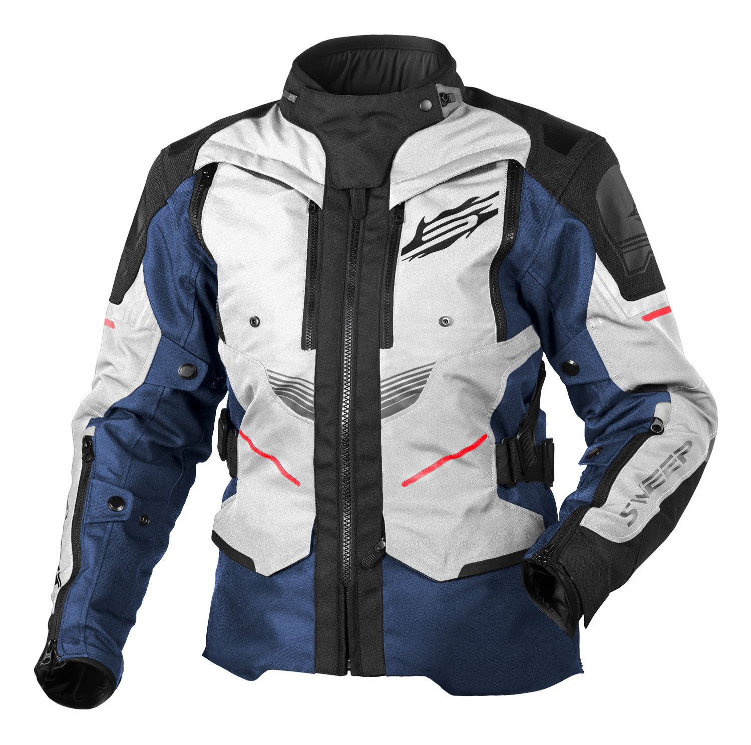 Sweep Rampart jacket, blue/ivory/red/grey - Motorbike equipment from ...