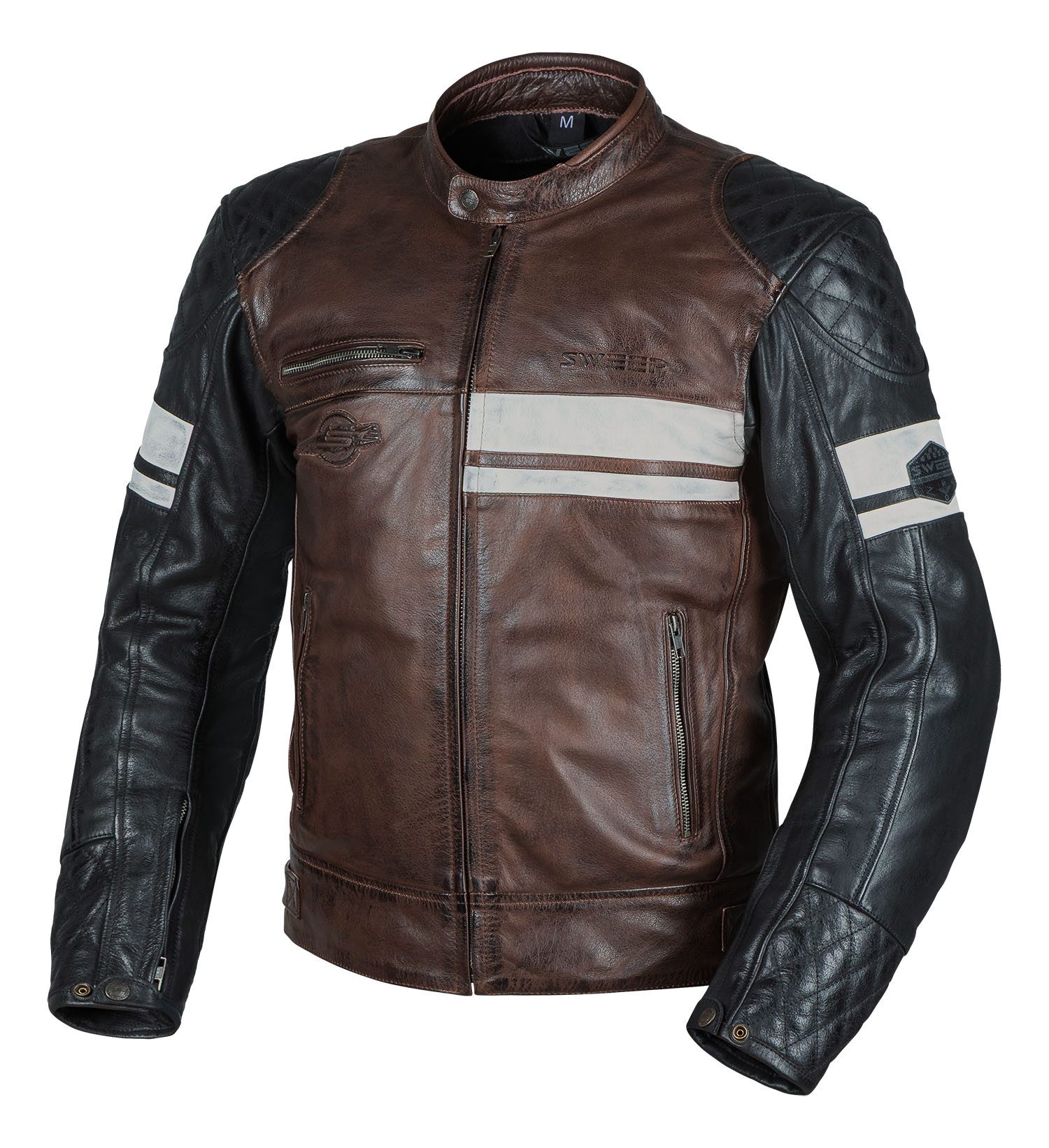 Sweep Santa Fe leather jacket, brown/black/white - Motorbike
