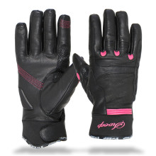 Sweep Diamond ladies leather glove black/pink