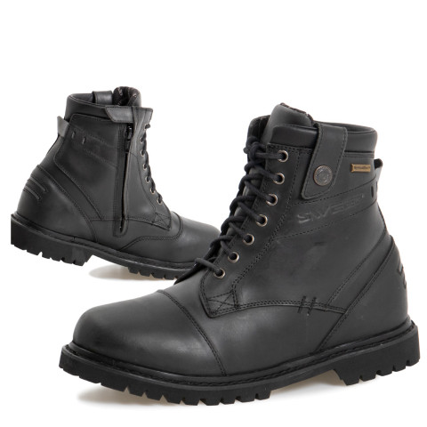 black leather waterproof shoes
