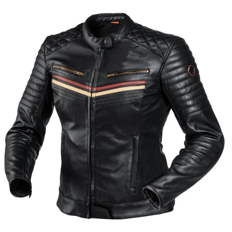Sweep Scrambler naisten nahkatakki, musta/beige/punaruskea