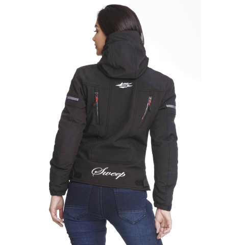 Sweep Flawless naisten softshell ajotakki, vuoreton, musta/puna