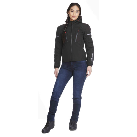 Sweep Flawless naisten softshell ajotakki, vuoreton, musta/puna