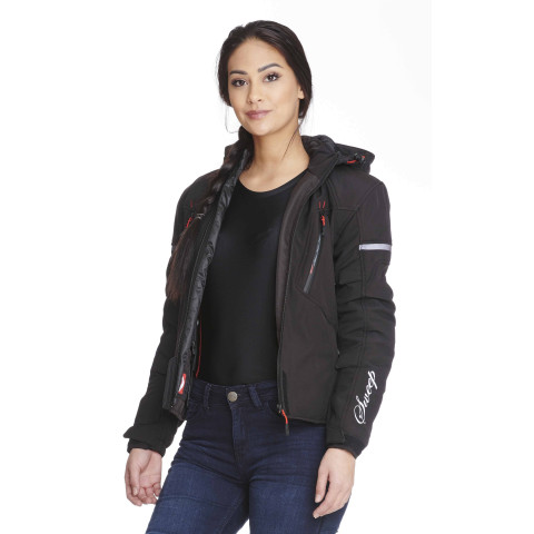 Sweep Flawless naisten softshell ajotakki, vuoreton, musta/puna