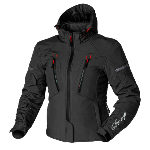 Sweep Flawless naisten softshell ajotakki, vuoreton, musta/puna