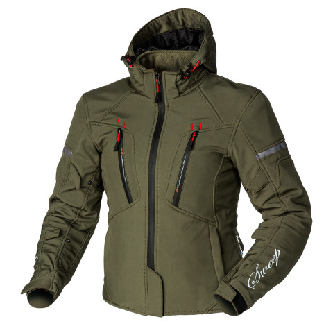 Sweep Flawless naisten softshell ajotakki, oliivin vihreä/punainen