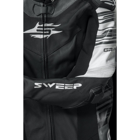 Sweep GPR2 Airbag yht.sopiva 1-osainen nahkapuku, musta/valko/harmaa