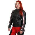 Sweep Roadster ladies leather jacket, black/white/red
