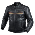 Sweep Scrambler leather jacket, black/beige/maroon