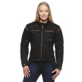 Sweep Chief ladies waterproof waxed mc jacket, black/brown