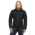 Sweep Chief ladies waterproof waxed mc jacket, black/brown